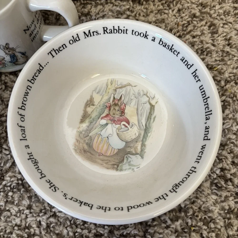 Vintage Wedgwood Peter Rabbit Nursery Set in Box – Beatrix Potter Plate Bowl Mug